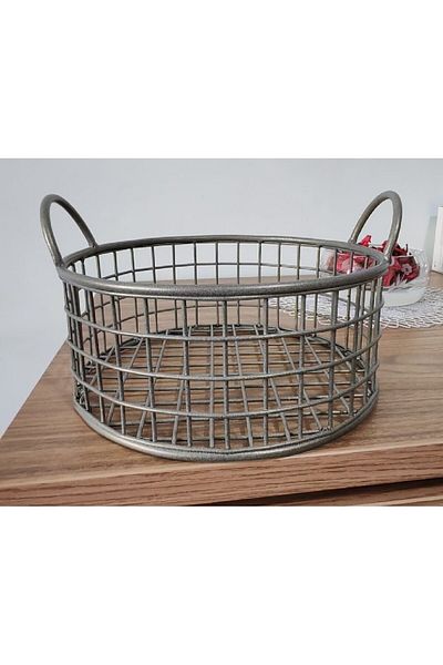 GO DEKOR (Metallic Silver) Round Metal Multipurpose Cute Bread Basket