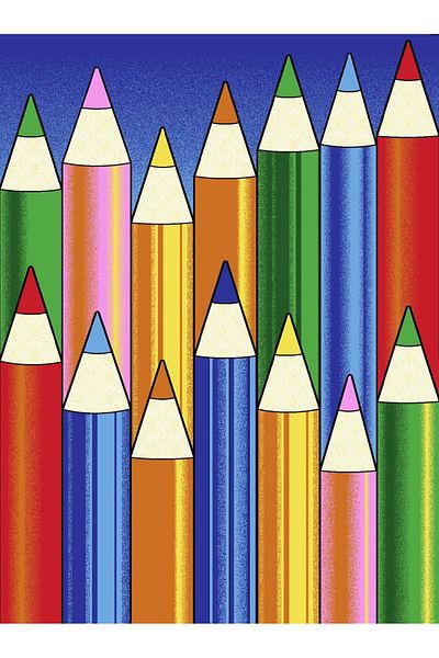 PRİNT Children's Room Carpet Covorexpert Crayons 1358, Various Sizes, Multicolor, Anti-Allergic