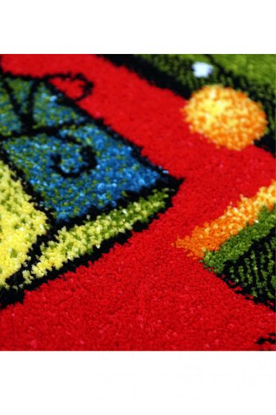 Covorexpert Round Carpet for Children's Room Christmas 11505-120, 67 x 67 cm, Red, 9 mm Thread, Anti-Allergic