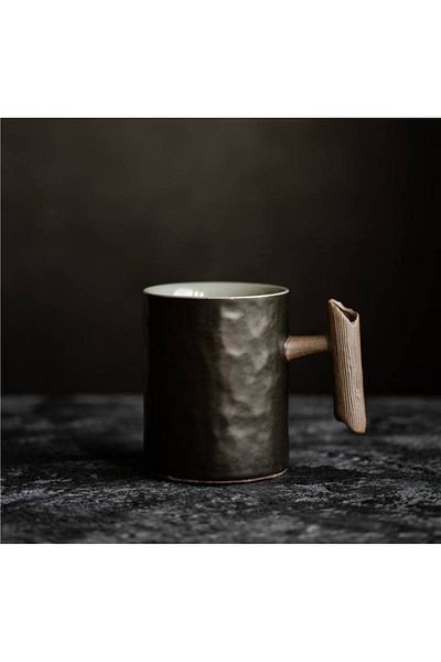 Cup Japanese style ceramic mug with distinctive handle