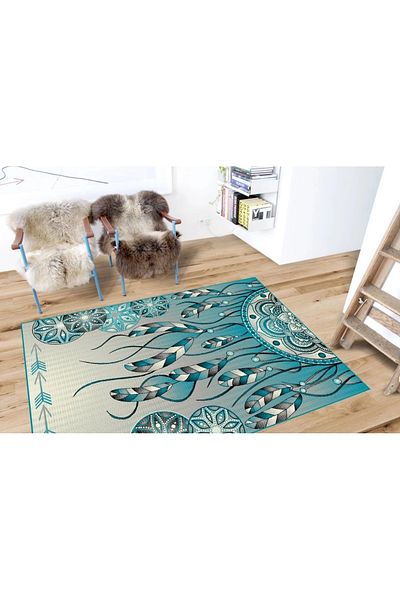 Kolibri Carpet Covorexpert Pene 11617-140, 200 x 300 cm, Blue, Turquoise, Green, Thread 9 mm, Anti-allergic