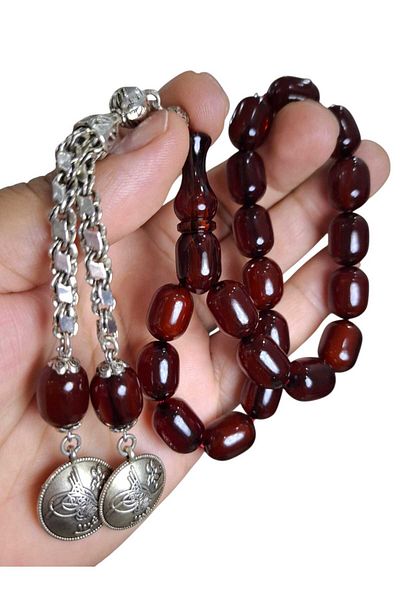 Cekke Tesbih Squeeze Amber Model Prayer Beads Set 11*14 mm Shakeable Daily Use