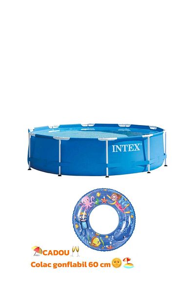 Intex Piscina rotunda cu cadru meltalic, Intex, D305xH76 cm+ CADOU colac gonflabil