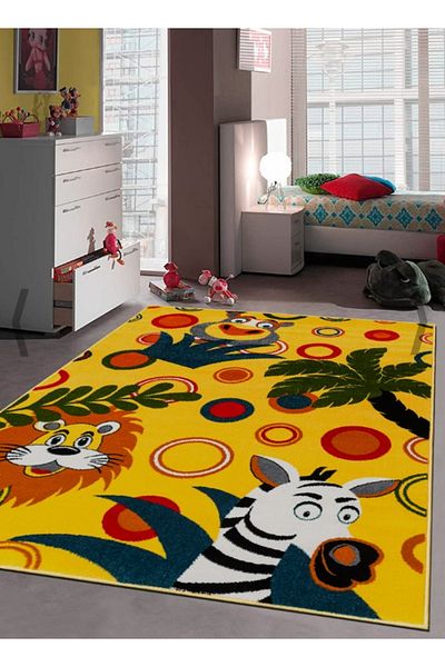 Kolibri Children's Room Carpet Covorexpert Animals 11141-150, 160 x 230 cm, Yellow, 9 mm Thread, Anti-Allergic