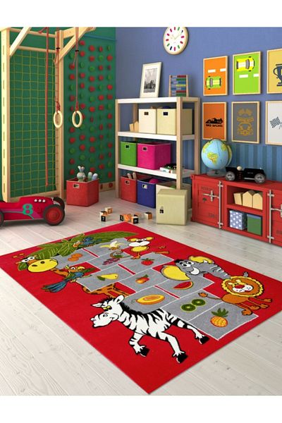 Covorexpert Sotron 11120-120 Children's Room Carpet, 80 x 150 cm, Red, 9 mm Thread, Anti-Allergic
