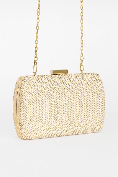 OEM Summer Clutch Purse with Gold Chain, 19x5x12cm – Elegant Rattan Design