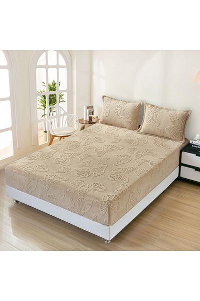 FIONNA.RO Cocolino Embossed Butterflies Duvet Cover 140x200cm - Light Beige