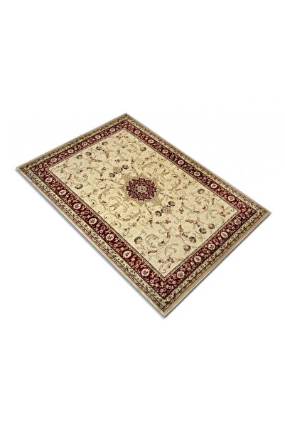Lotos Carpet 523-120, Cream, Red, 8 Mm Thread, Anti-Allergic, Living Room, Bedroom