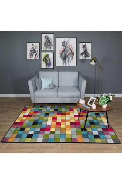 Kolibri Children's Room Carpet Covorexpert Squares 11161-130, 120 x 170 cm, Multicolor, 9 mm Thread, Anti-Allergic