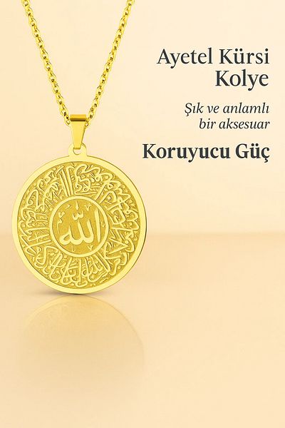 Mevlana Gümüş Allah Lakhzli Ayetel Kürsi 50 cm Necklace Protective Power
