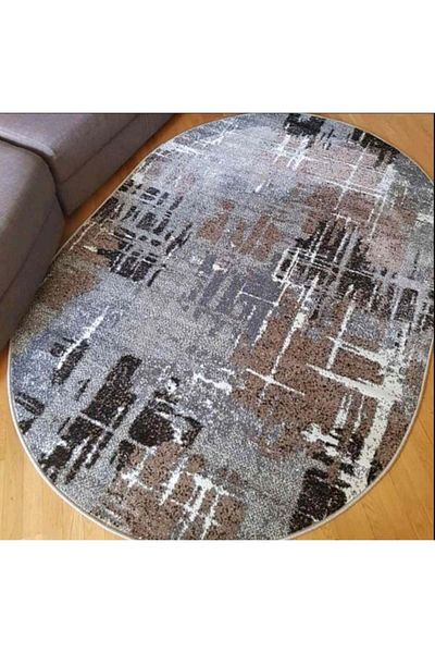 Mira Oval Carpet Covorexpert 24037-123, 120 x 170 cm, Grey, Brown, 6 mm Thread, Anti-Allergic, Living Room