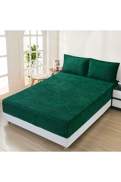 FIONNA.RO Cocolino Embossed Butterflies Duvet Cover 140x200cm - Pine Green