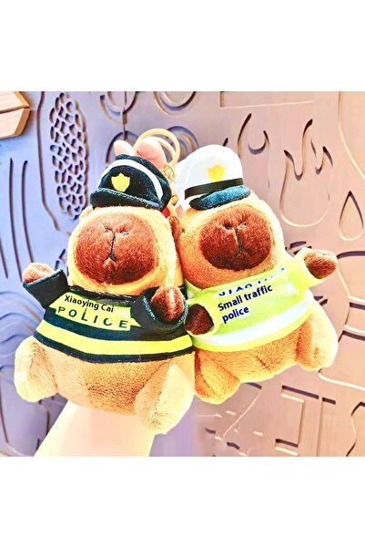 hamiyetkirtasiye Capybara Sevimli Polis Peluş Anahtarlık