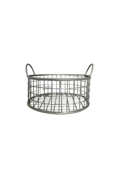GO DEKOR (Metallic Silver) Round Metal Multipurpose Cute Bread Basket