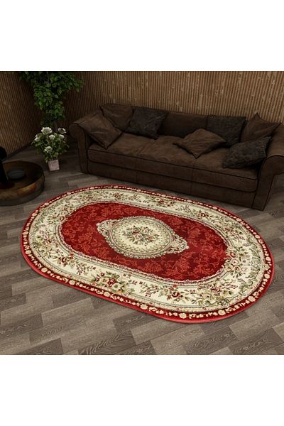 Covorexpert Oval Carpet Lotos 571-210, 100 x 200 cm, Red, 8 mm Thread, Anti-Allergic, Living Room, Bedroom