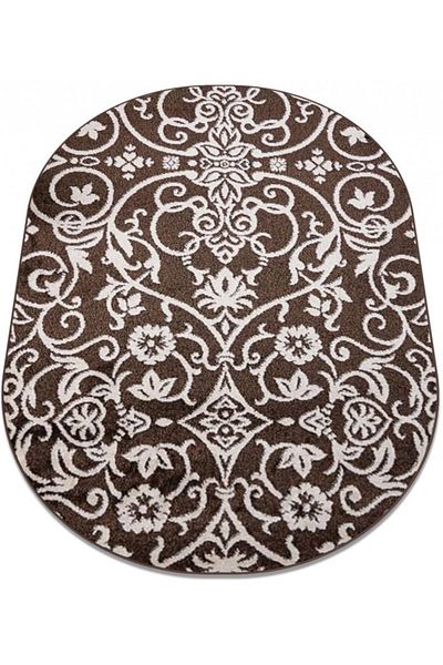 Cappuccino Oval Carpet Covorexpert Ramuri 16026-13, 100 x 200 cm, Cream, Brown, 7 mm Thread, Anti-Allergic, Living Room