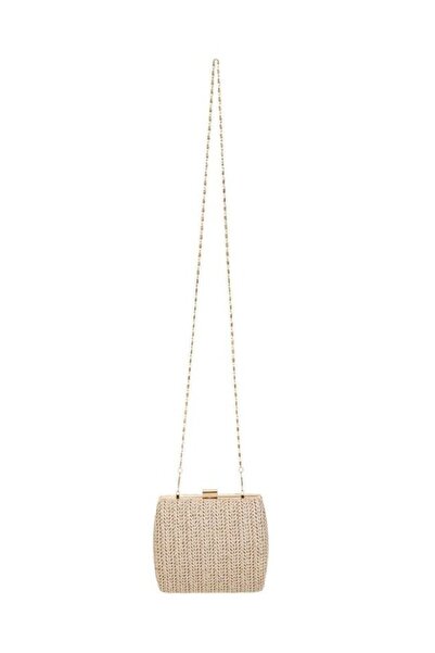 OEM Summer Clutch Purse with Gold Chain, 19x5x12cm – Elegant Rattan Design