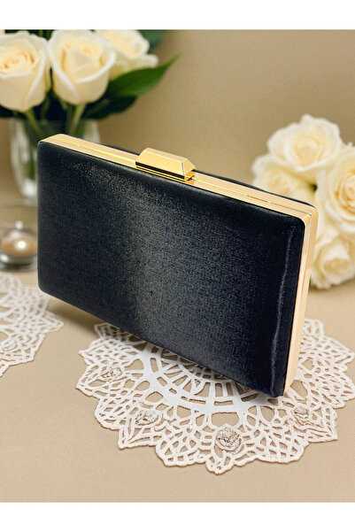 Biçanta Culoare Neagră Satin Satin Femei Rochie Seara Geanta Nunta Logodna Ab...