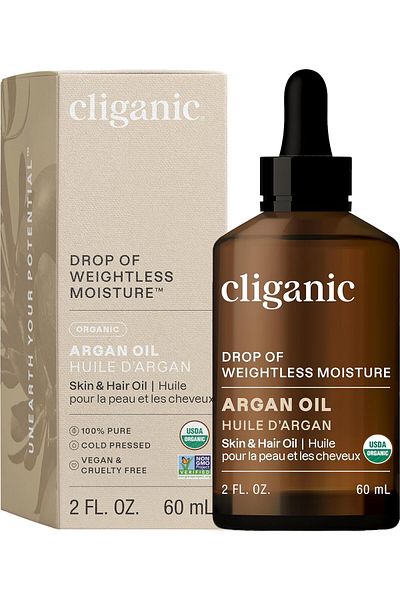 Cliganic Organic Argan Oil, Pure 100% | For Hair, Face & Skin | Cold Pressed, Morocco Origin