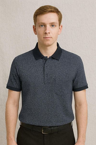 Ercan Classic Short Sleeve Pocket Men's T-Shirt with Large Size Collar 7346