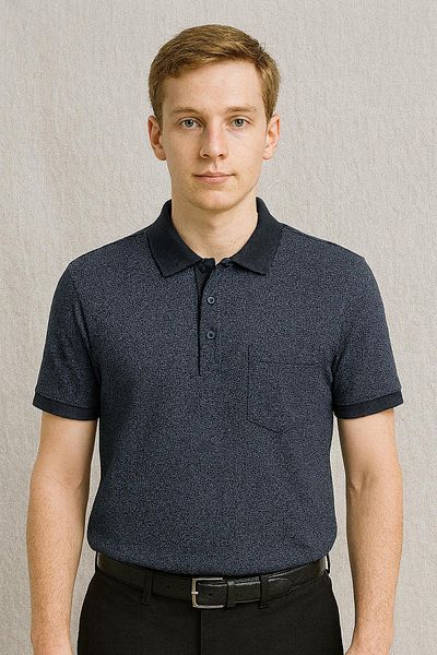 Ercan Classic Short Sleeve Pocket Men's T-Shirt with Large Size Collar 7346