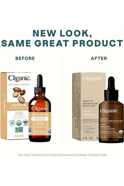 Cliganic Organic Argan Oil, Pure 100% | For Hair, Face & Skin | Cold Pressed, Morocco Origin