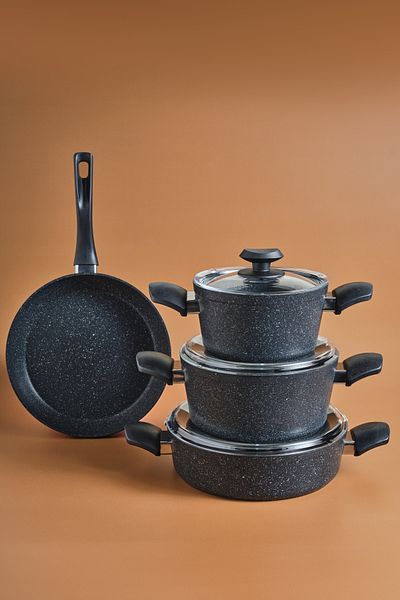 Karaca Defne Biogranit V2 7 Piece Pot and Pan Set Black