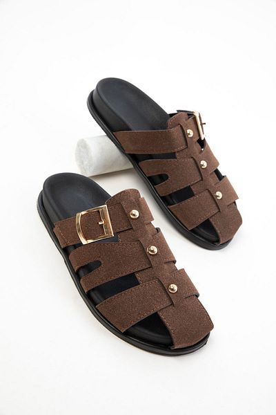 SOHO Brown Suede Women's Slippers 20755