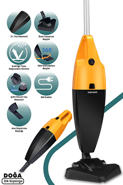 GOLDMASTER Doğa 2 Lt Hazneli 800 W Yıkanabilir Filtreli 2 In 1 Elde Ve Dikey Elektrikli Süpürge GM7510