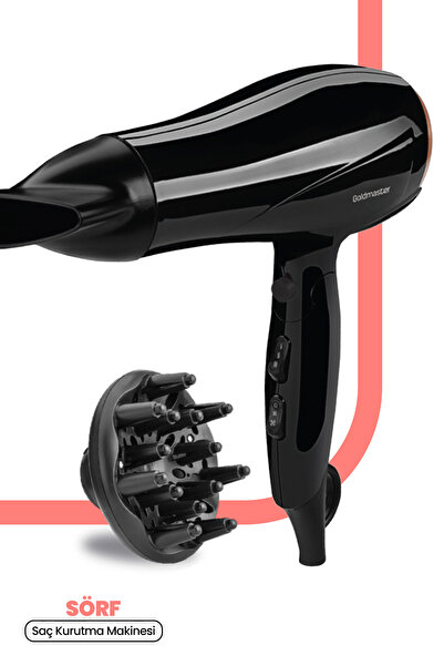 GOLDMASTER Sörf 2400w Profesyonel 3 Kademeli Isı Ayarlı Katlanabilir Saç Kurutma Fön Makinesi
