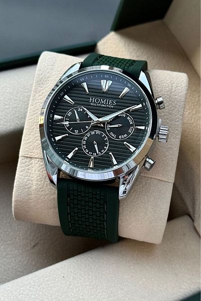 Homies MEN'S WRISTWATCH ROUND CASE SILICONE CORD WORKS ALL FUNCTIONS WITH BRACELET GIFT