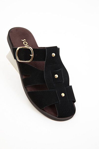 SOHO Black Suede Women's Slippers 20747