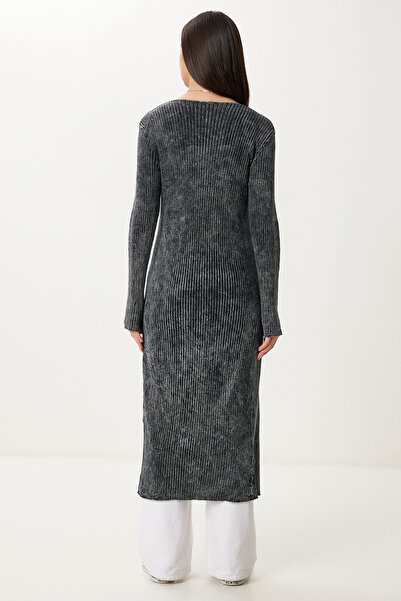 Happiness İstanbul Women's Anthracite Washed Long Knitwear Cardigan Ns00461