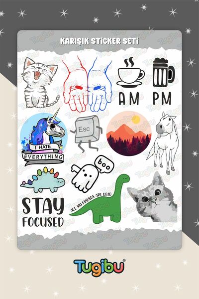 TUGİBU Bohemian Sticker Set, Mixed Sticker Set, 13 Piece Sticker Set