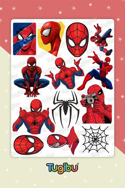 TUGİBU Spiderman Sticker Set, Spider-Man Themed Sticker, 25 Pieces of Spiderman Stickers
