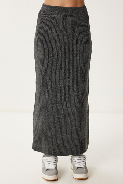 Happiness İstanbul Női antracit kardigán szoknya kötöttáru YY00245