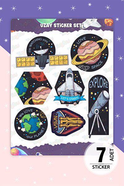 TUGİBU مجموعة ملصقات الفضاء، ملصق بطابع رائد الفضاء، 7 ملصقات فضائية
