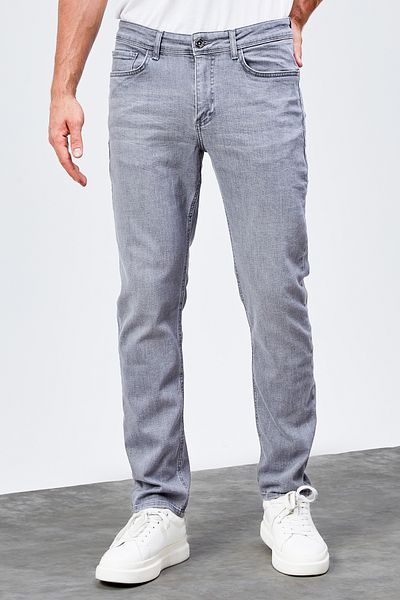 HLT JEANS Ανδρικό γκρι κανονικό τζιν Lycra εύκαμπτο τζιν παντελόνι HLTHE 001983