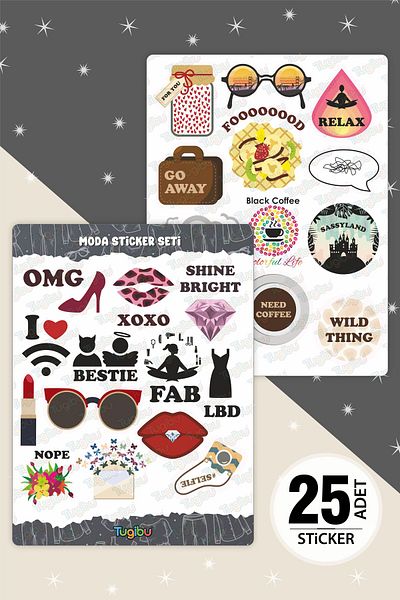 TUGİBU Fashion Sticker Set, Girl Power Sticker Set, 25 Pieces Girl Power Stickers