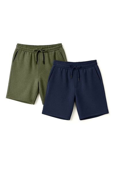 Trendyol Collection Navy Blue-Khaki Straight Cut 2-Piece Shorts Pack - Tmnss21Sr0095