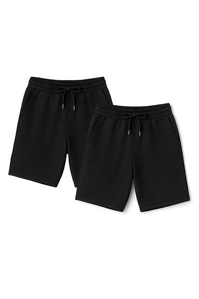 Trendyol Collection Sada 2 černých šortek Regular Cut & Bermudy TMNSS21SR0095