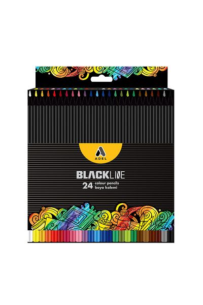 Adel Blackline 24-Piece Dry Crayons, Bright Colors, Durable Tips, Ergonomic Design