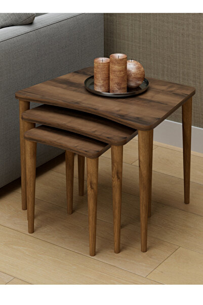 Monte Sehpa Nero 3'lü Zigon Sehpa