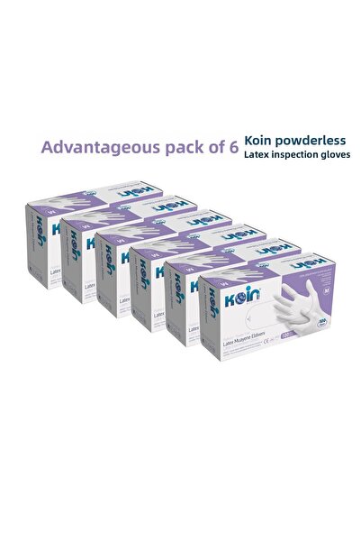 KOİN Latex Powder-Free Mideum Gloves 6 Pack