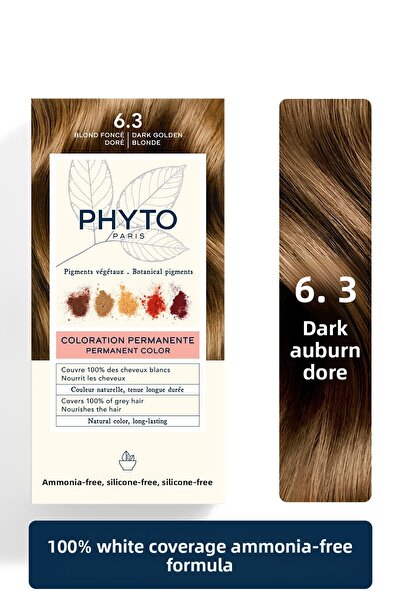 Phyto Dark Auburn Gold 6.3 - Permanent Vegetable Hair Dye Without Ammonia