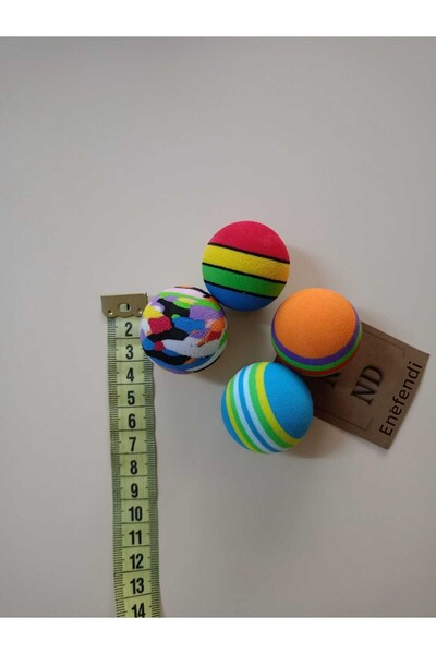 ENEFENDİ Colorful Cat Dog Chewing Interactive Play Ball with Red Rainbow Pattern - 4.2 cm Single