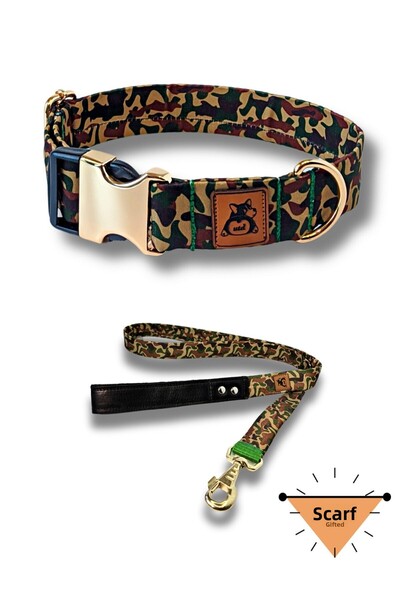 UTDpet طقم طوق كلب مموه وحزام شحن (مع وشاح هدية)