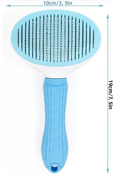 Busstier Blue Automatic Cleaning Cat and Dog Comb - Practical Ergonomic Comb to Reduce Hair Loss