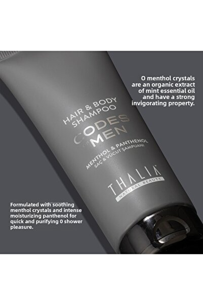 Thalia 250ml Men's Moisturizing and Refreshing Hair and Body Shampoo