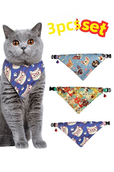 Cocopet وشاح منقوش باندانا طوق القطط مجموعة من 3